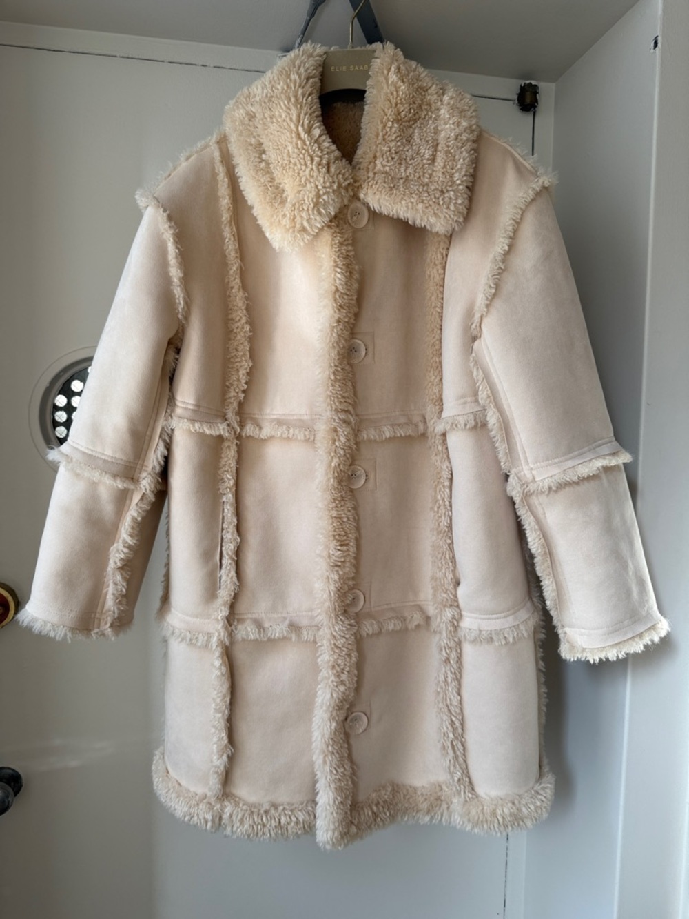 Stand Studio Fully Revesible  Cream Teddy Shearling Coat